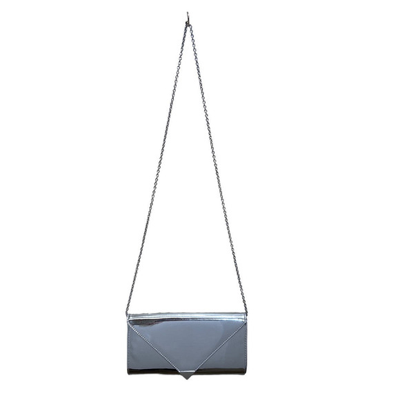 Charming Charlie Metallic Silver Reflective Chain Bag 10.5x5.5 Fashion Envelope - Picture 1 of 10